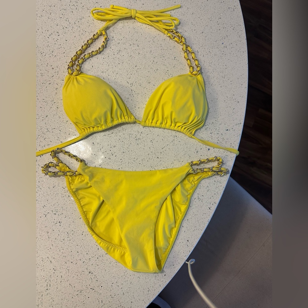 SauvageMariposa Halter BlackYellow Bikini Set - Picture 2 of 6